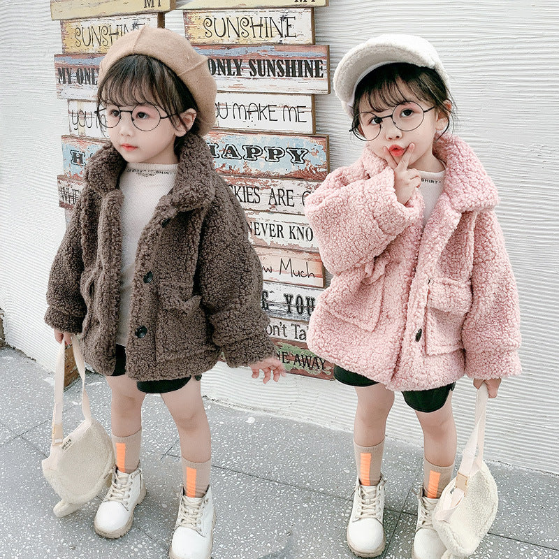 Girl in Cotton and Lamb Wool Coat