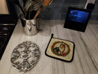 Sheltie Christmas Flowers Pair of Pot Holders