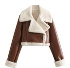 Fur Integrated Short Street Hot Girl Motorcycle Coat