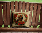 Bloodhound Christmas Flowers Throw Pillow