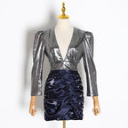 Stylish V-Neck Crop Top & High-Waisted Skirt Set