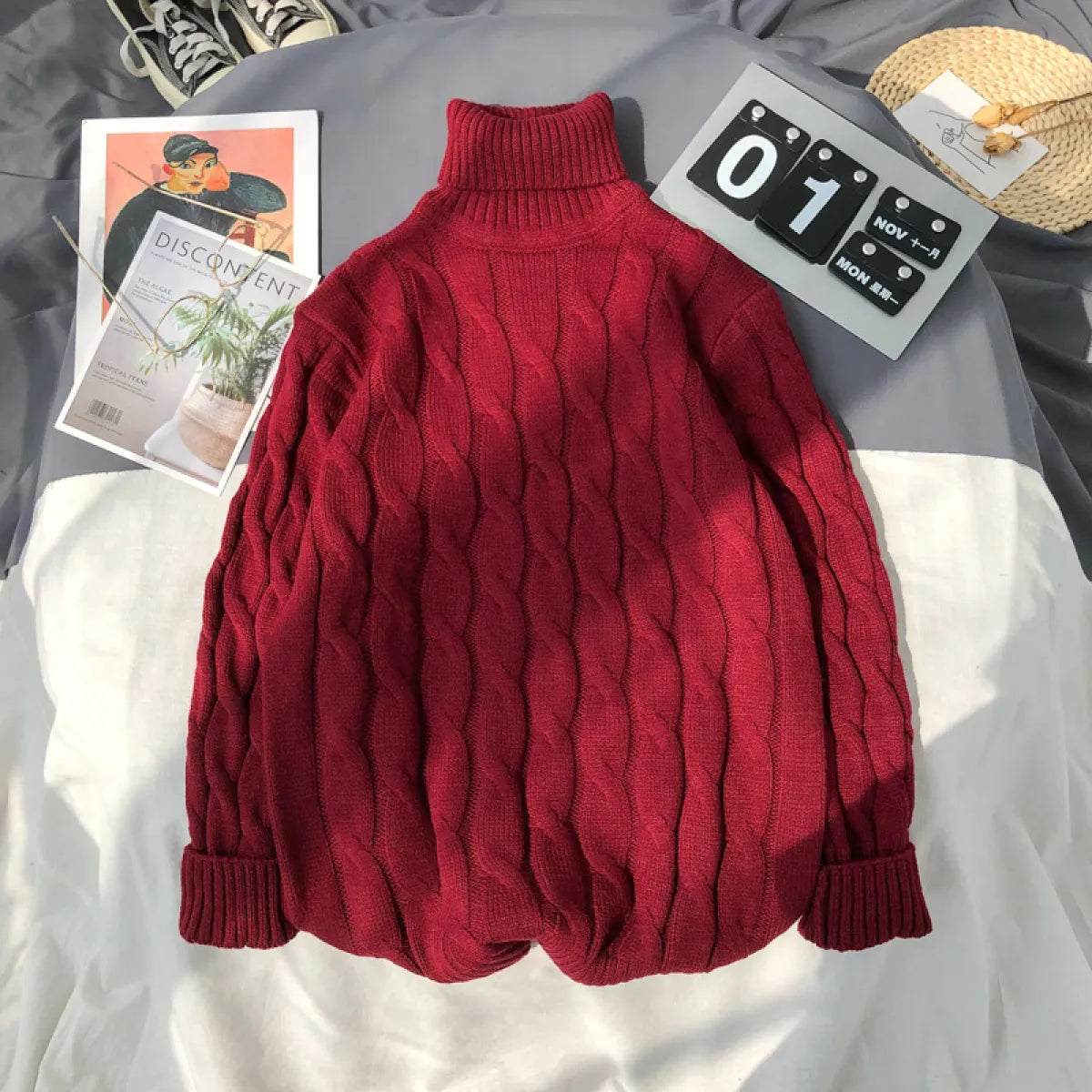 Men's Cozy Loose-Fit Knitted Turtleneck Pullover | Streetwear