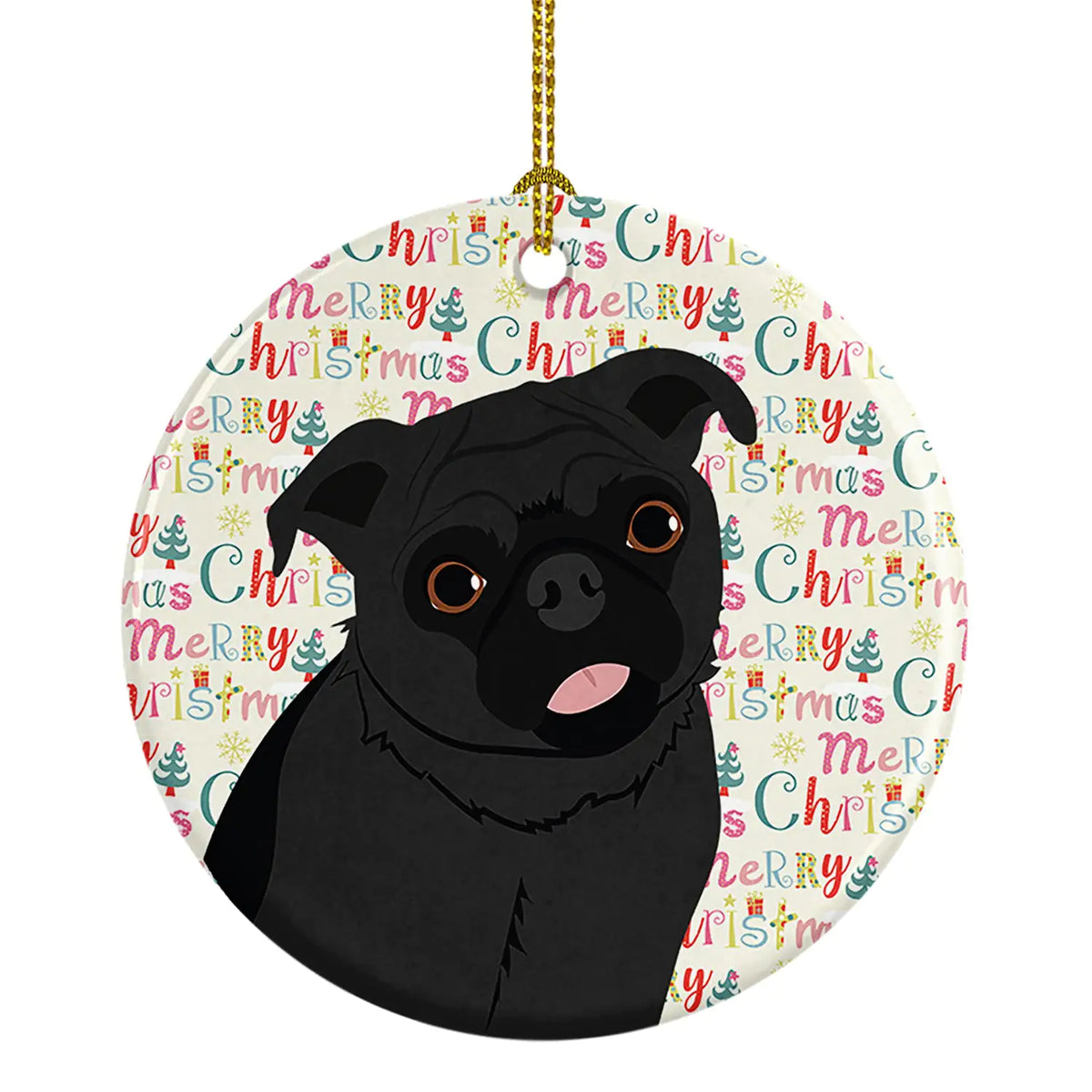 Pug Black #1 Christmas Ceramic Ornament