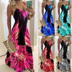 Slim Fit Floral Strappy Dress with Color Gradient