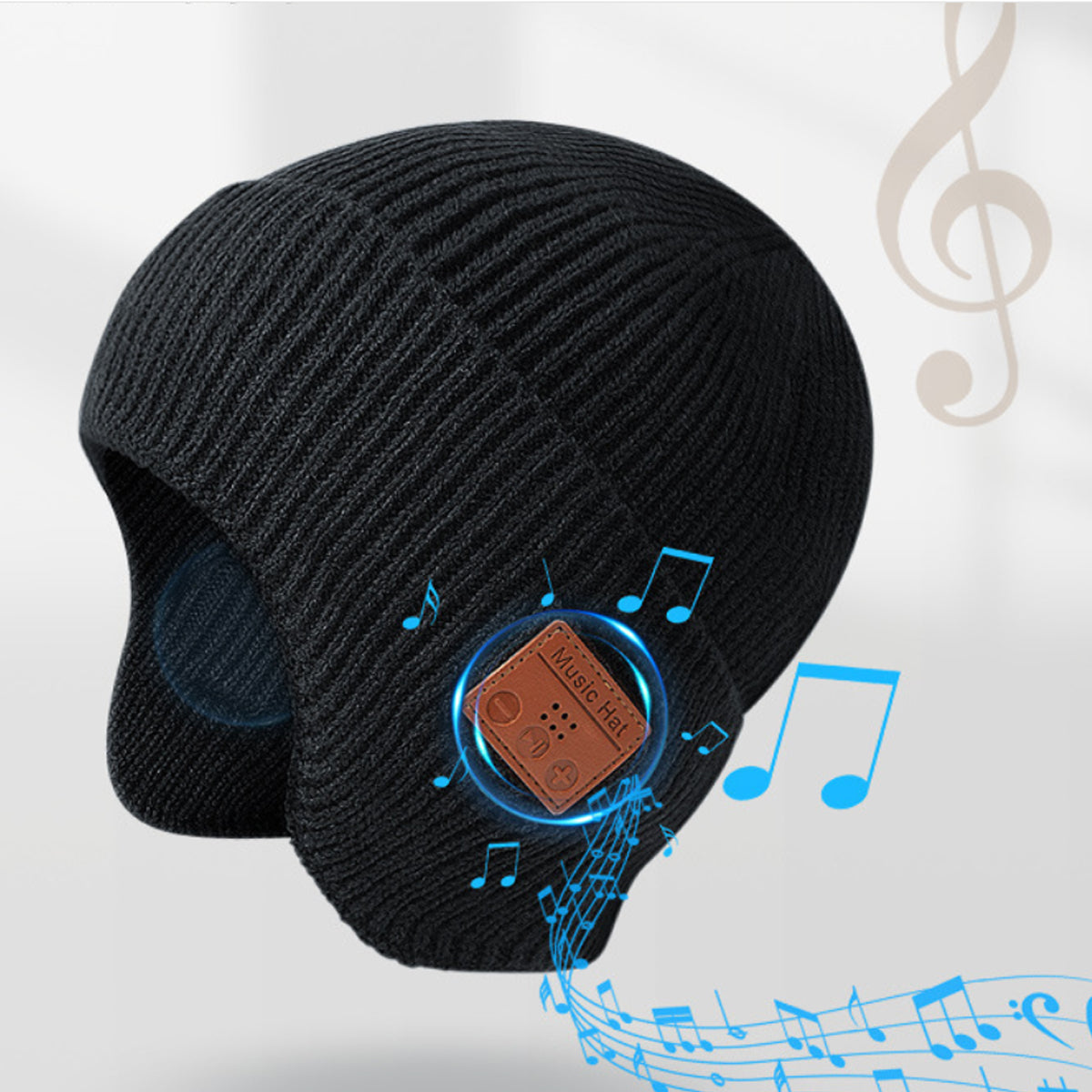 Musical Beanie Hat With Ear Muff and Bluetooth | Embroidered Cap