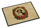 Beagle Christmas Flowers Doormat