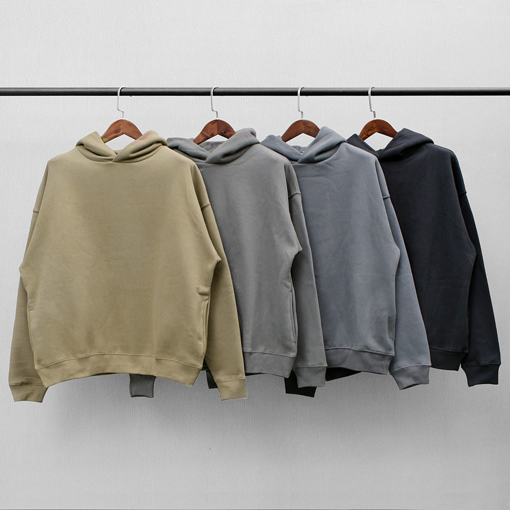 Classic Solid Color Plus Fleece Hooded Sweater for Men