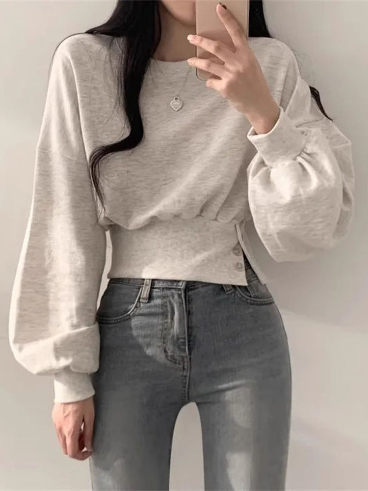 Women's Fitted Long Sleeve Crop Sweatshirt | Streetwear