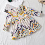 Ethnic Style Baby Doll Collar Floral Dress for Girls