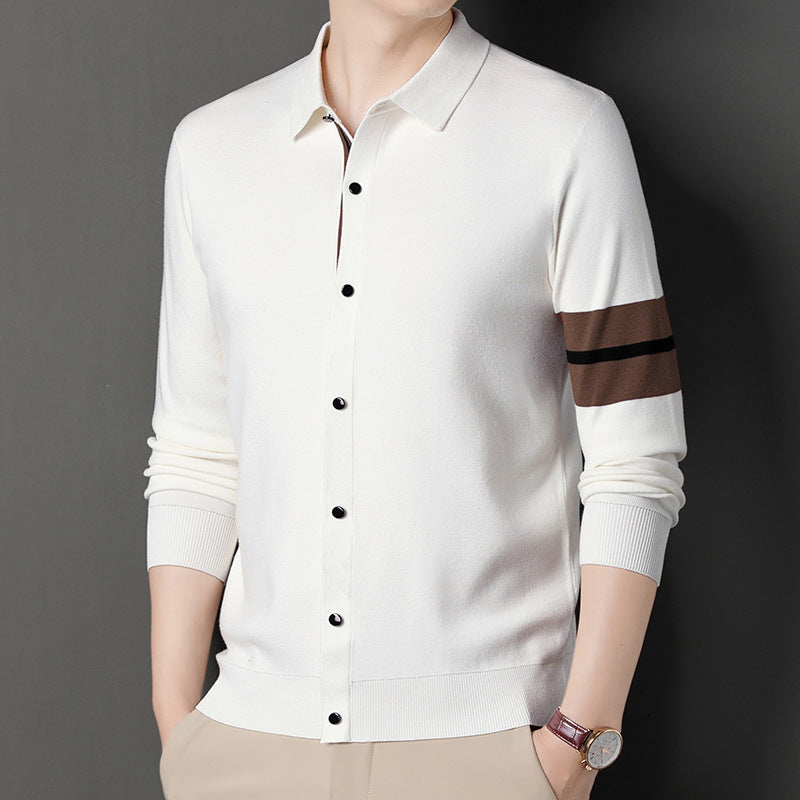 Men's Lapel Long Sleeve Cardigan Sweater Coat