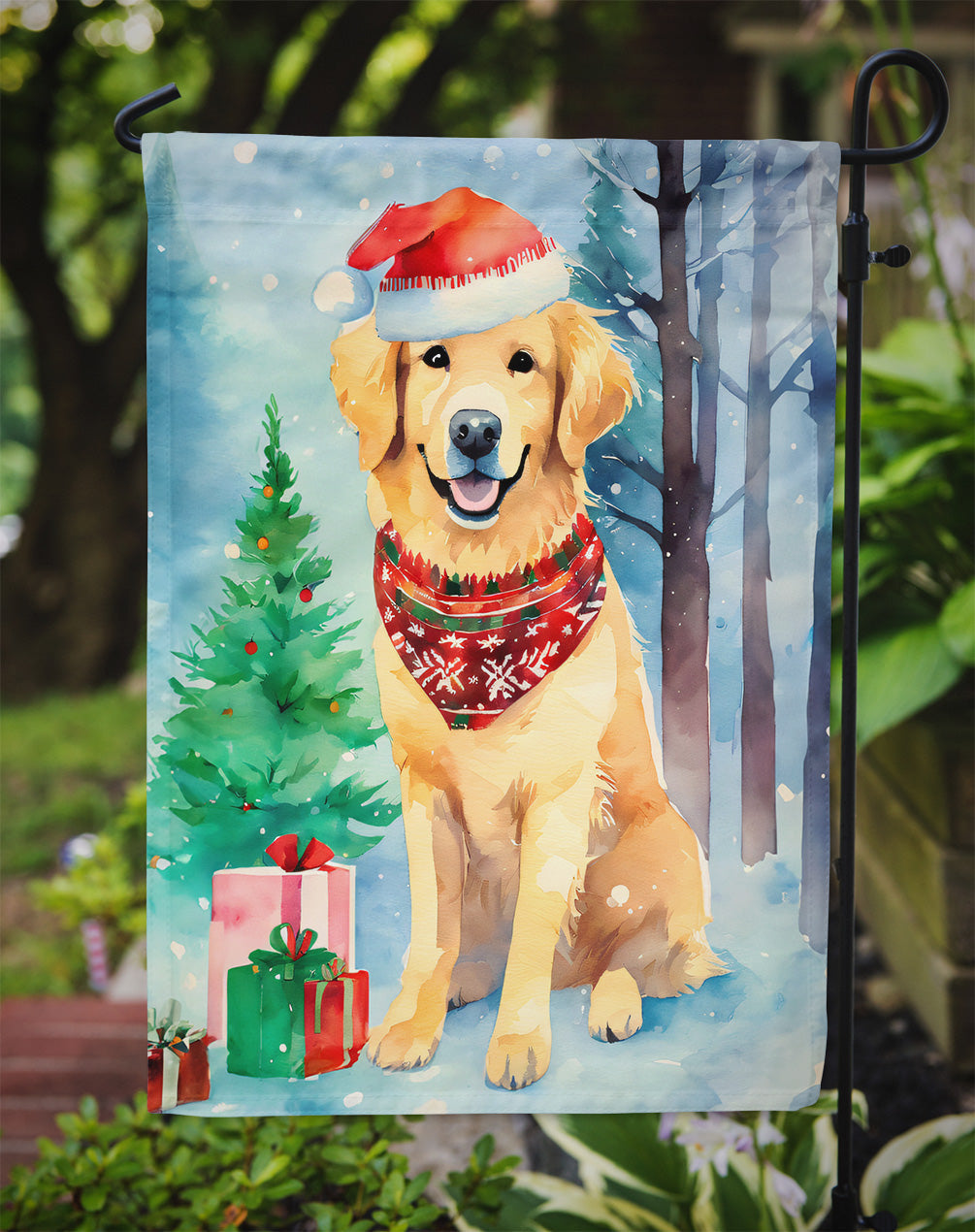 Golden Retriever Christmas Garden Flag