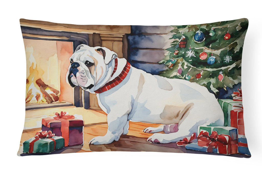 White English Bulldog Christmas Throw Pillow