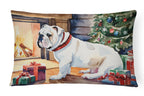 White English Bulldog Christmas Throw Pillow