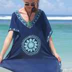 Loose Plus Size Embroidered Beach Cover-Up Dress