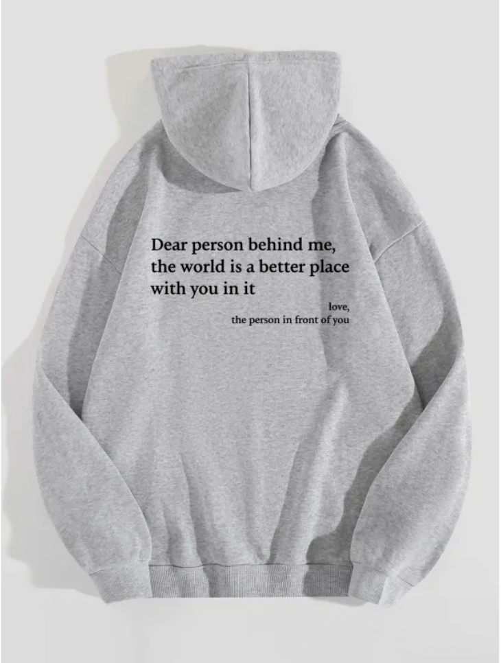 Dear Person Behind Me" Printed Hoodie | Streetwear