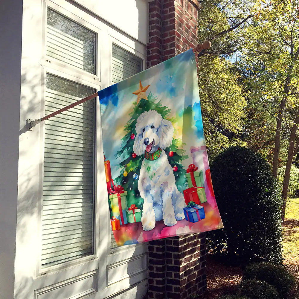 Poodle Christmas House Flag
