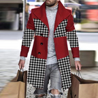 Men's Printed Contrast Woolen Top Coat for Autumn/Winter