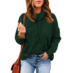 Solid Color Women's Turtleneck Drawstring Sweatshirt | Streetwear