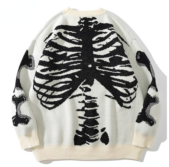 Skull Round Neck Long Sleeve Unisex Fashion Sweater