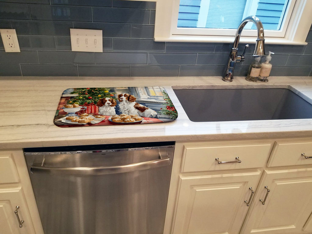 Welsh Springer Spaniel Christmas Cookies Dish Drying Mat