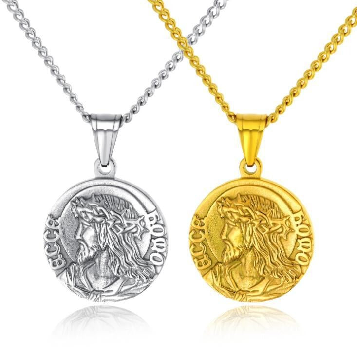Titanium Steel Jesus Ecce Homo Pendant Necklace