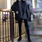 Loose Retro Dark Leather Jacket for Spring and Autumn