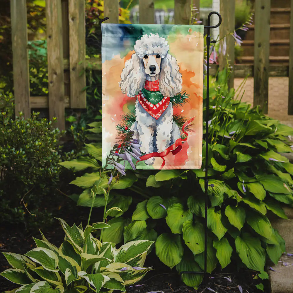 Poodle Christmas Garden Flag