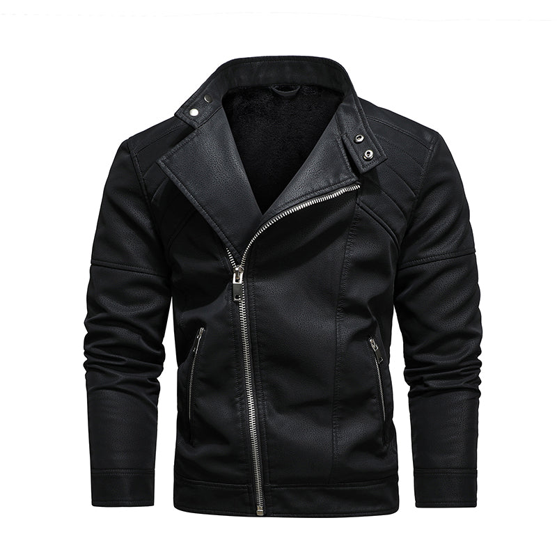 Men's Fashion Leather Jacket with Stylish Lapel and Zipper