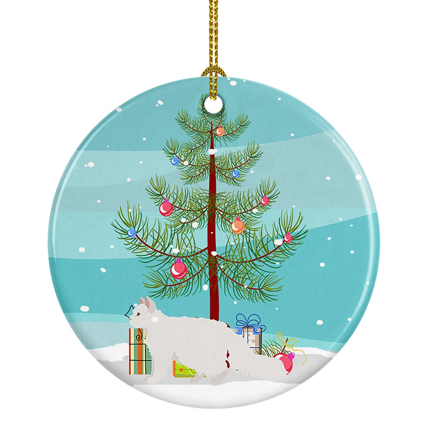 Oregon Rex Cat Christmas Ceramic Ornament