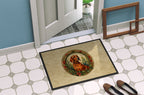 Red Redbone Coonhound Christmas Flowers Doormat
