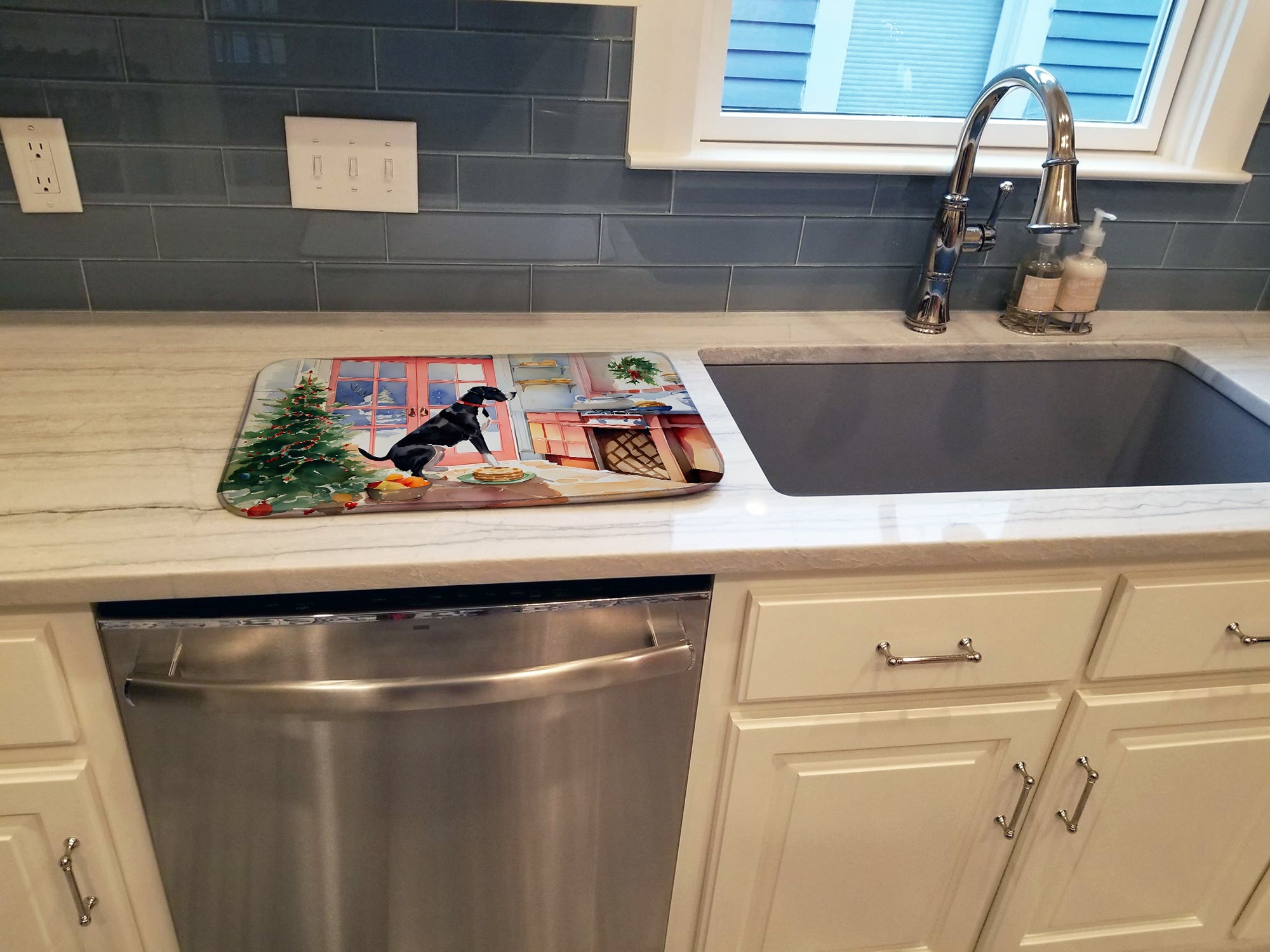 Great Dane Christmas Cookies Dish Drying Mat
