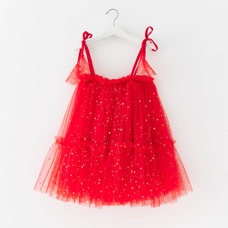 New Children's Christmas Star Moon Tulle Princess Skirt