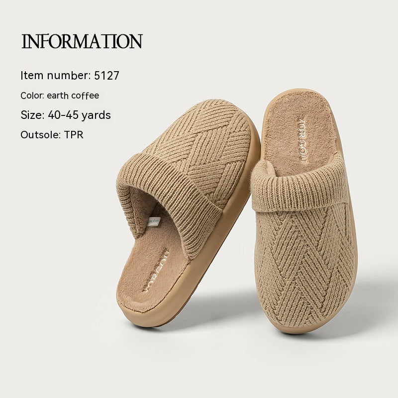 Yuangang Fleece-lined Thermal Wool Cotton Slippers