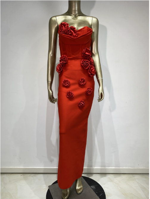Bandage Tube Top Applique Dress