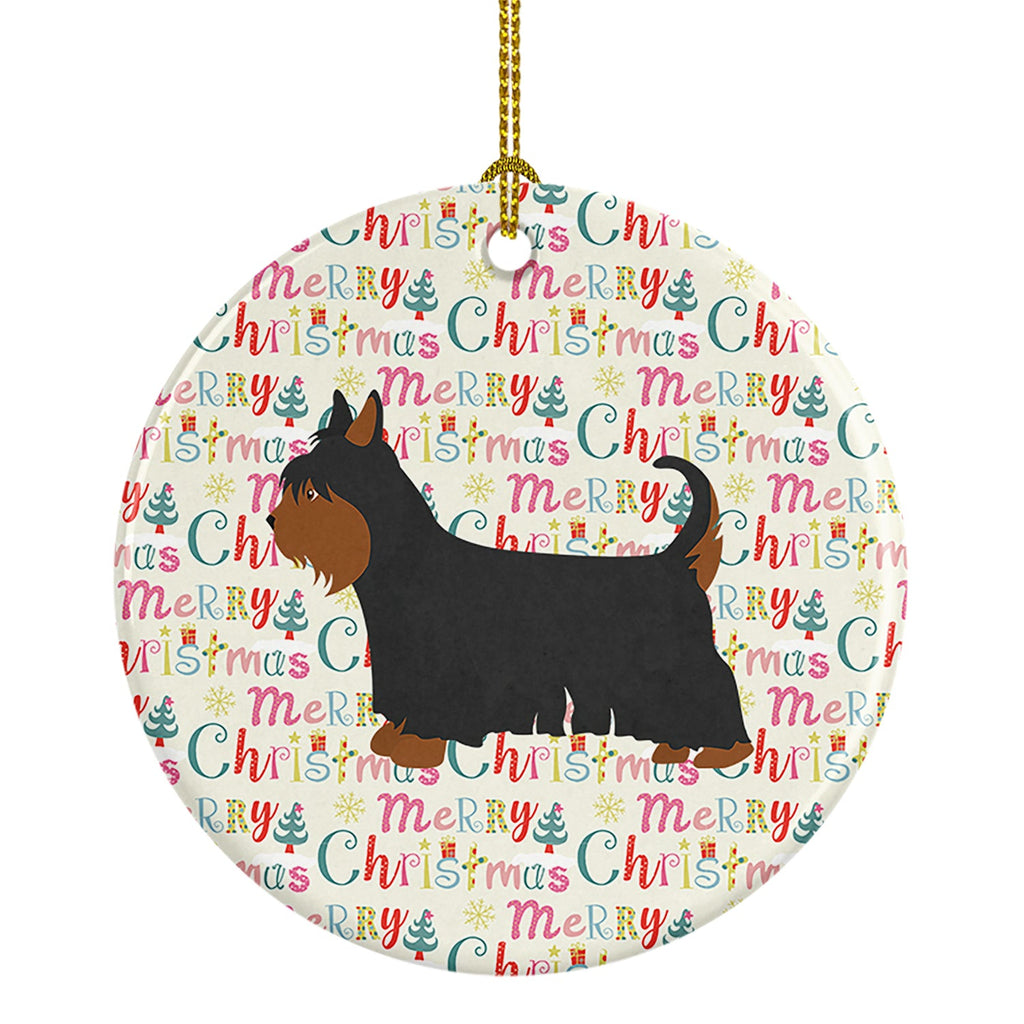 Australian Silky Terrier Merry Christmas Ceramic Ornament