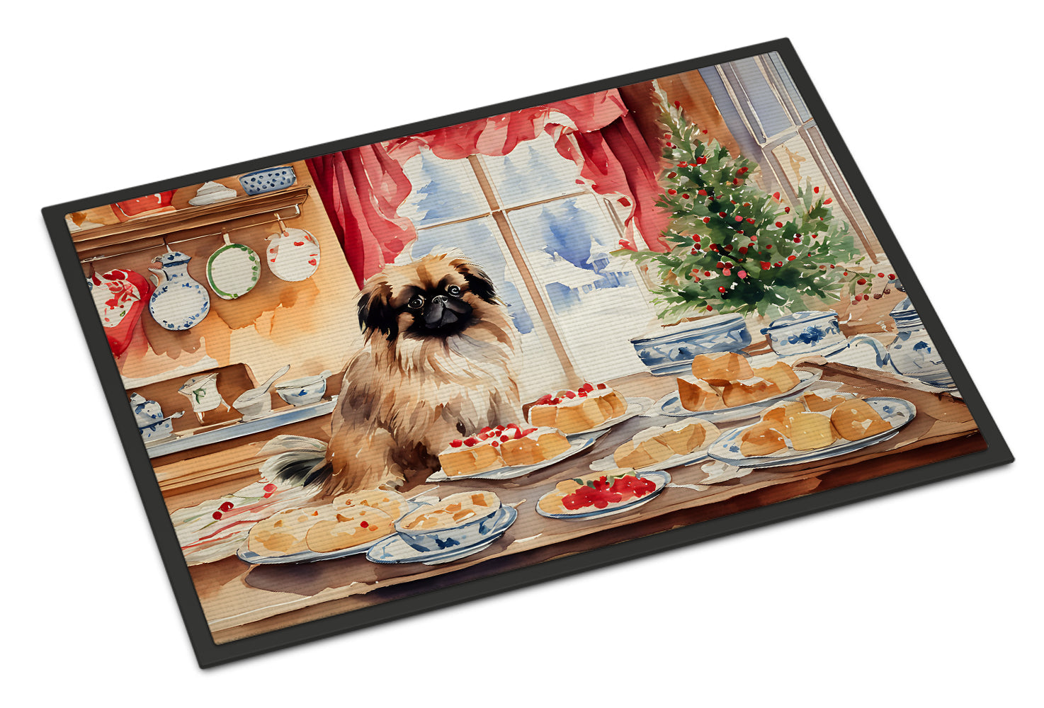 Pekingese Christmas Cookies Doormat