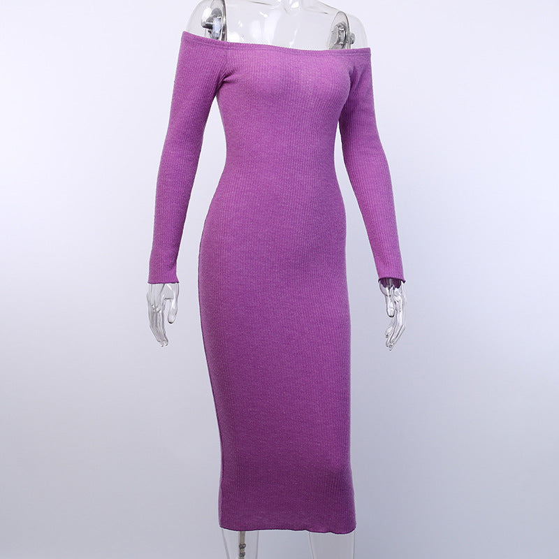 Off-Shoulder Long Sleeve Bodycon Dress for Women