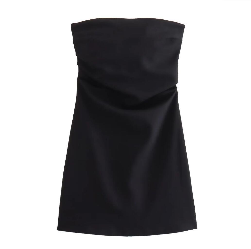 Off-Shoulder Collar Solid Color Tube Top Dress