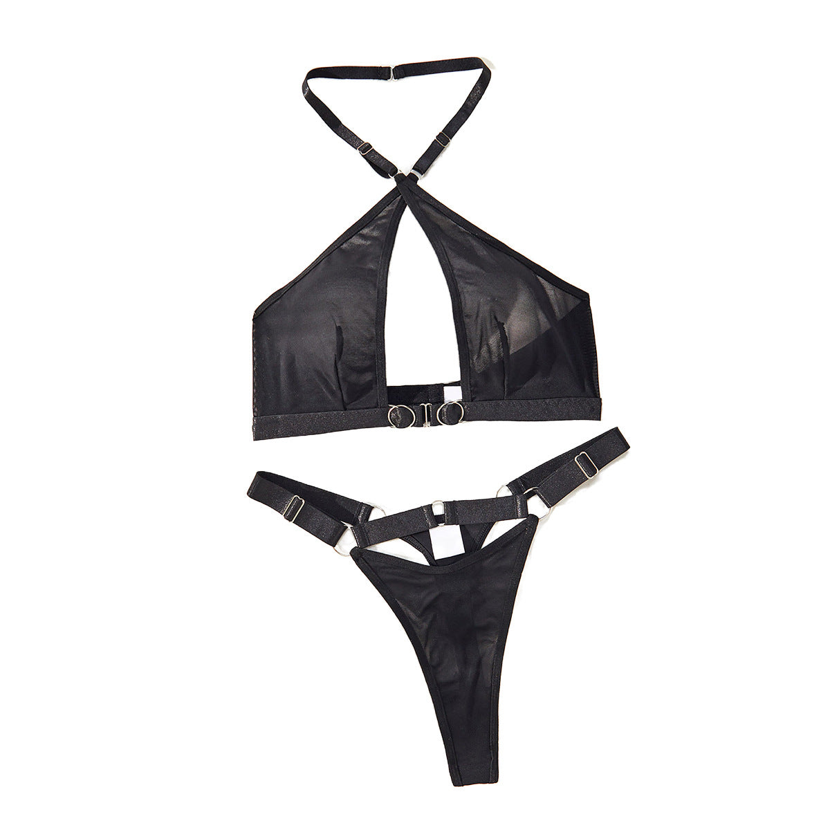 Onyx Lingerie Set - Stylish Cross Neck Bralette & Panty