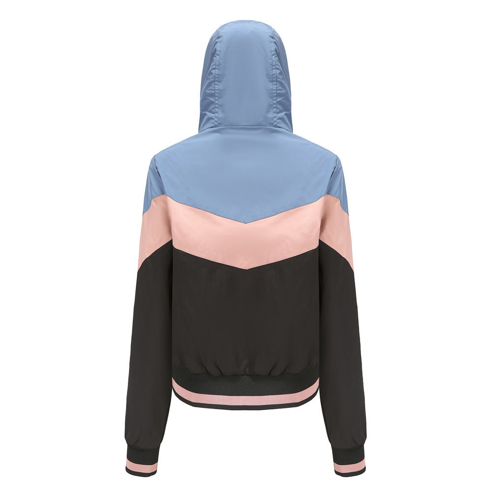 Ladies Hooded Windbreaker Jacket for Outdoor Use