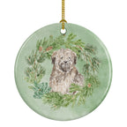 Briard Christmas Wreath Ceramic Ornament