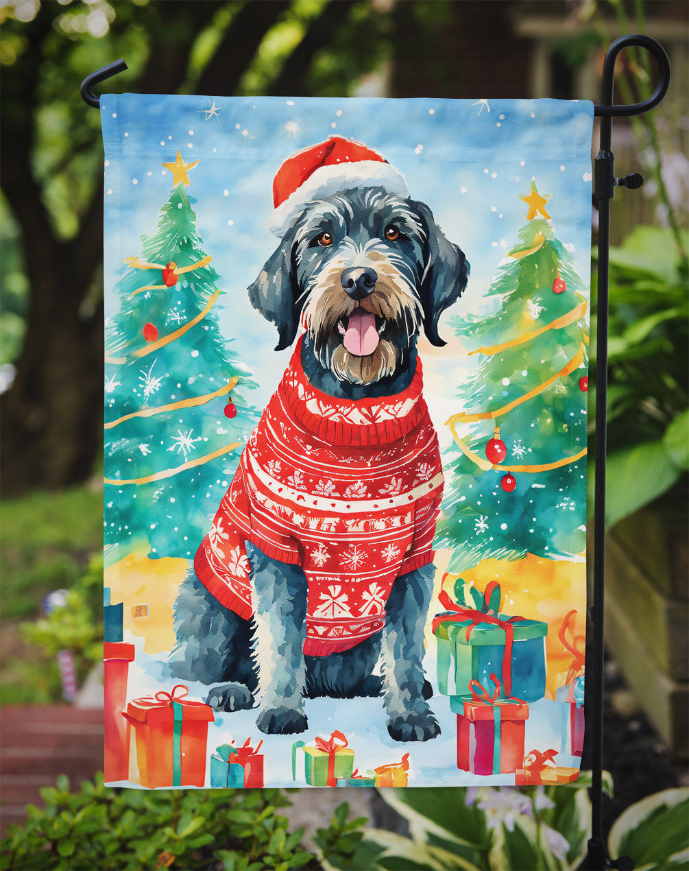German Wirehaired Pointer Christmas Garden Flag