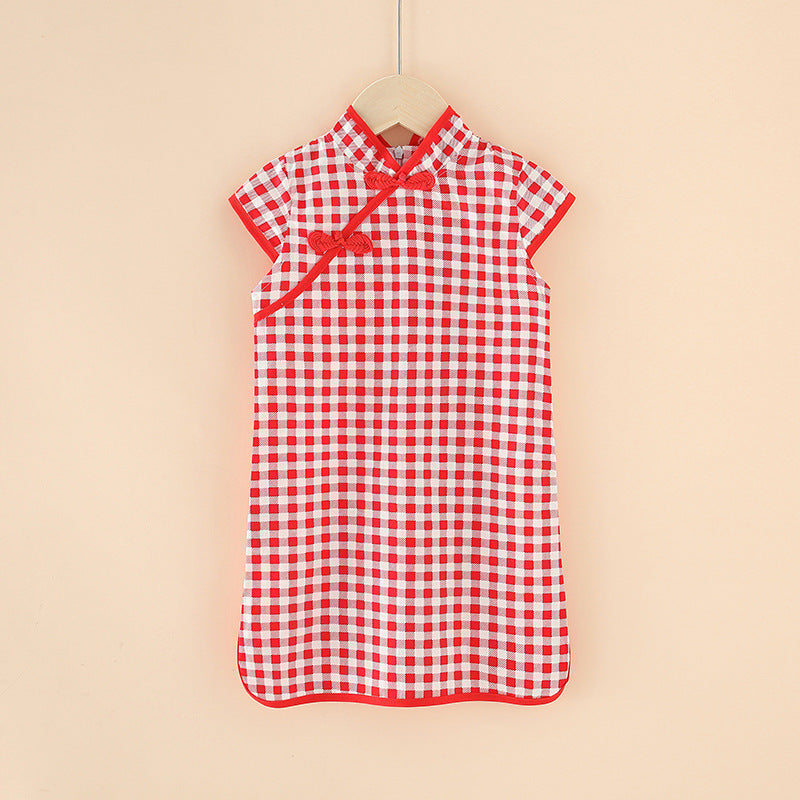 Girls' Ethnic Cheongsam Dress for Spring and Summer