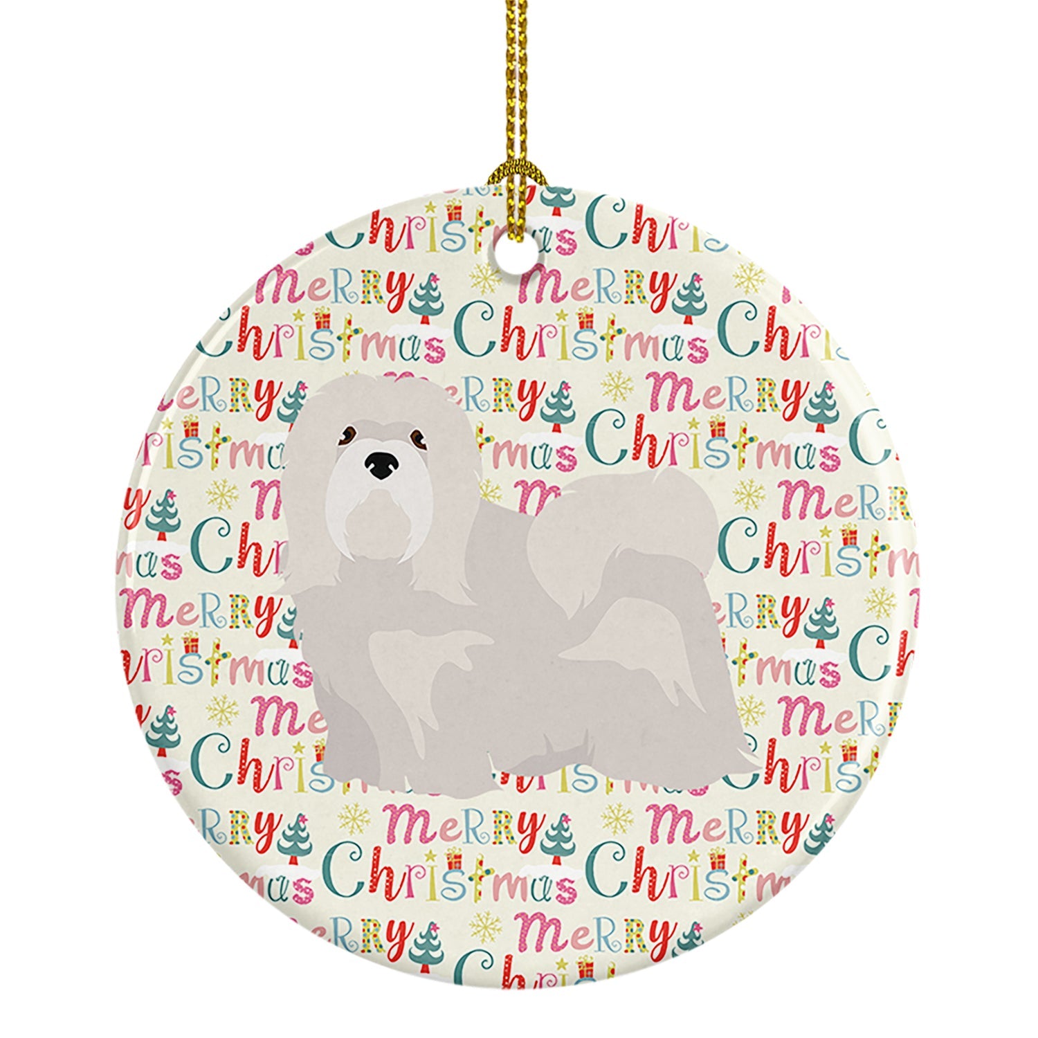 Lhasa Apso #2 Merry Christmas Ceramic Ornament