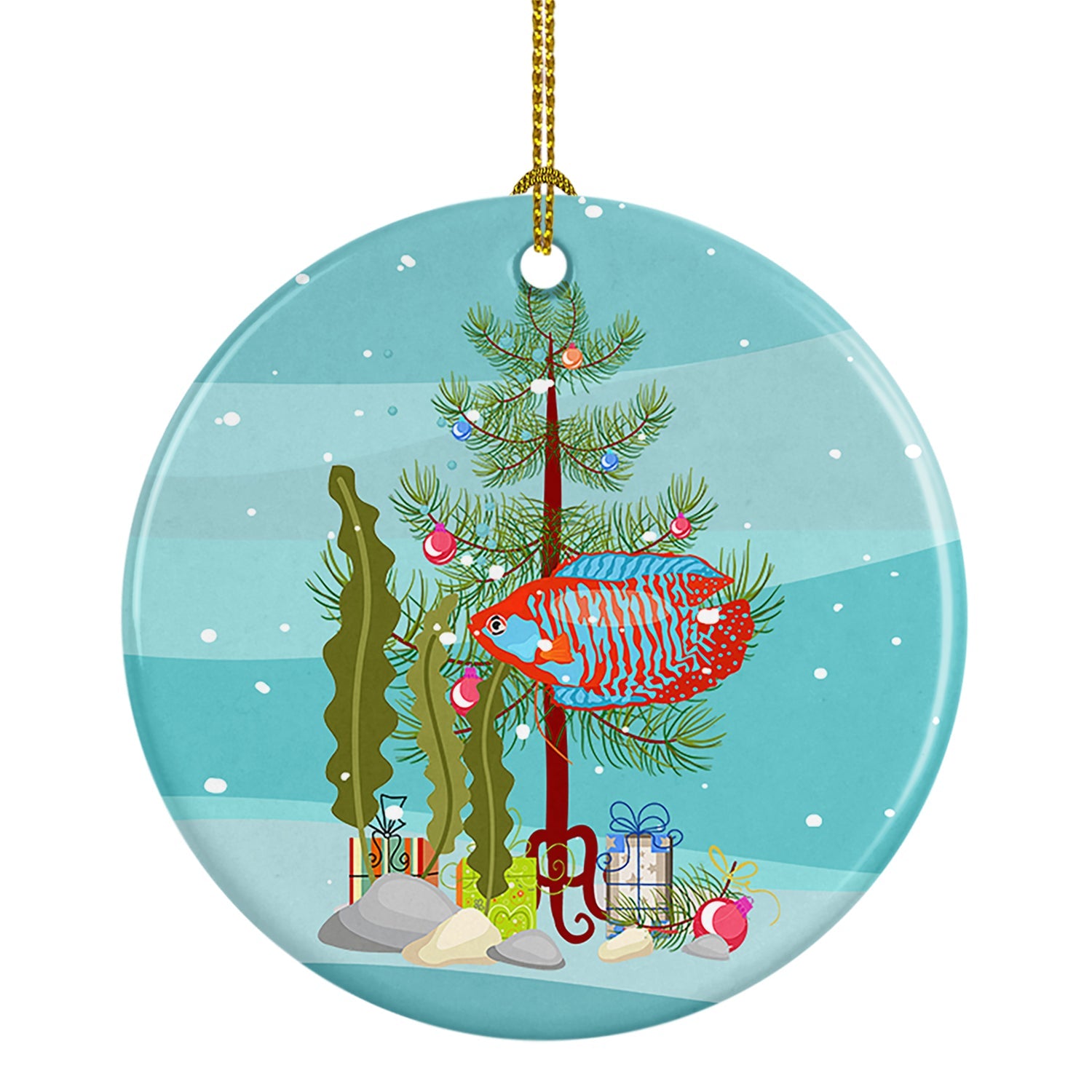 Dwarf Gourami Merry Christmas Ceramic Ornament