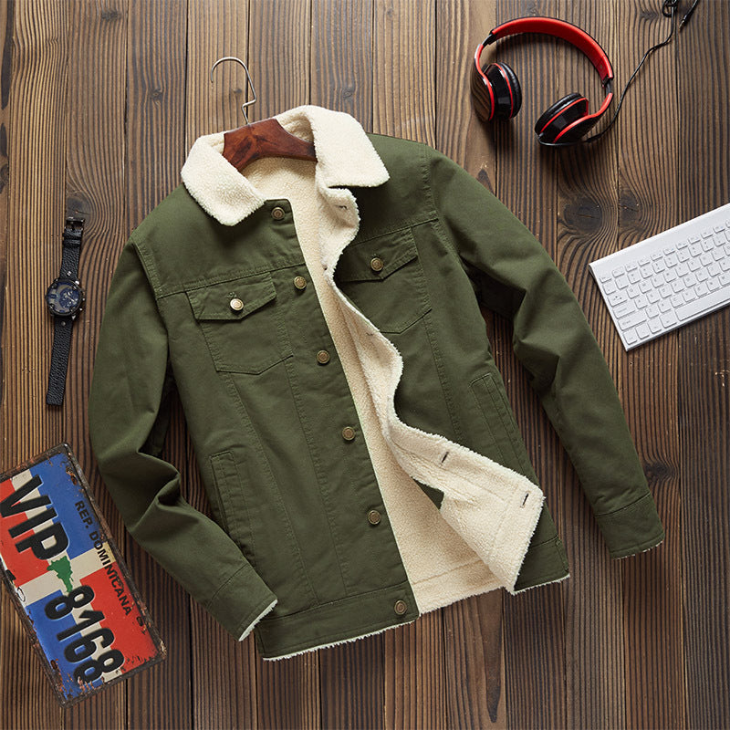Men's Cargo Jacket in Lamb Wool and Fleece