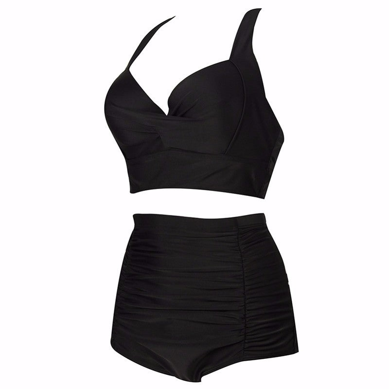 Plus Size High Waist Retro Women's Swimsuit Bikini
