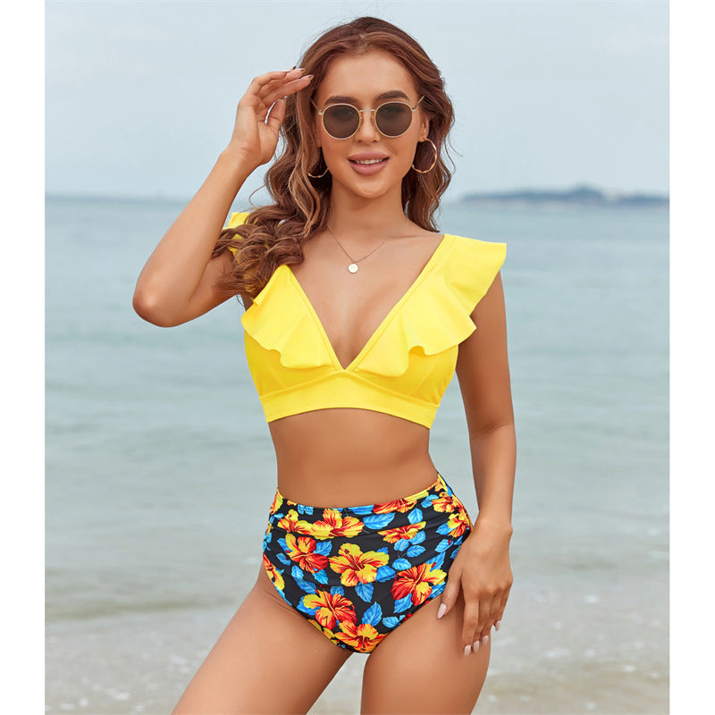 2022 High Waist Bikini with Flounce Swimwear