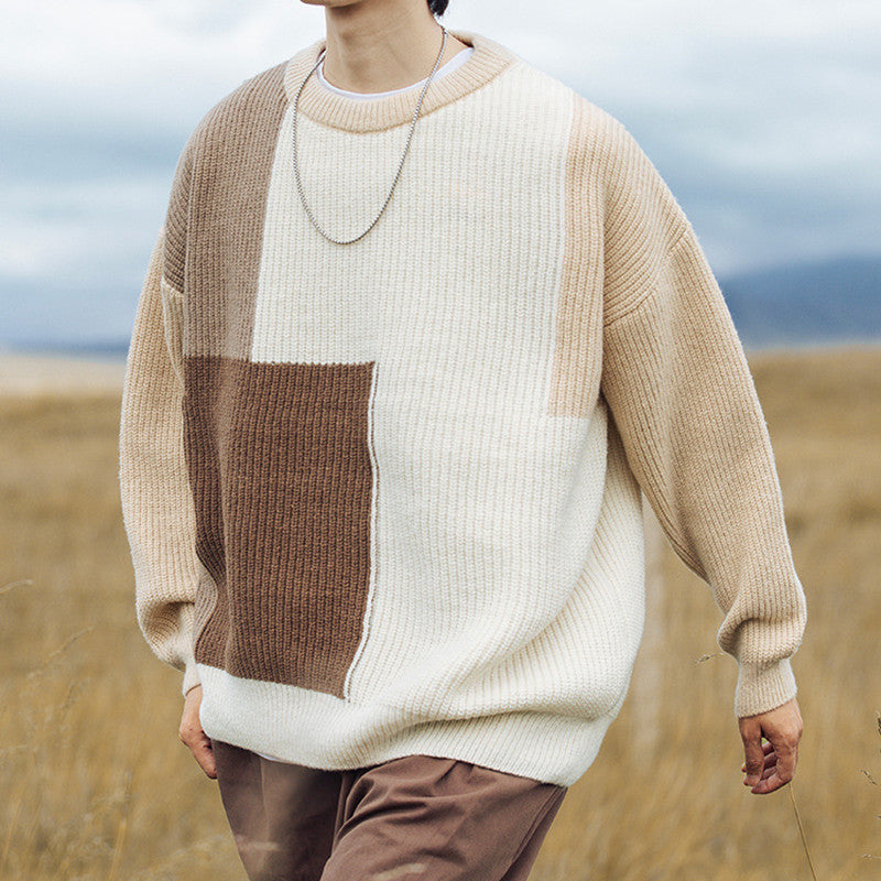 Men's Color Block Stitching Design Knitwear Sweater
