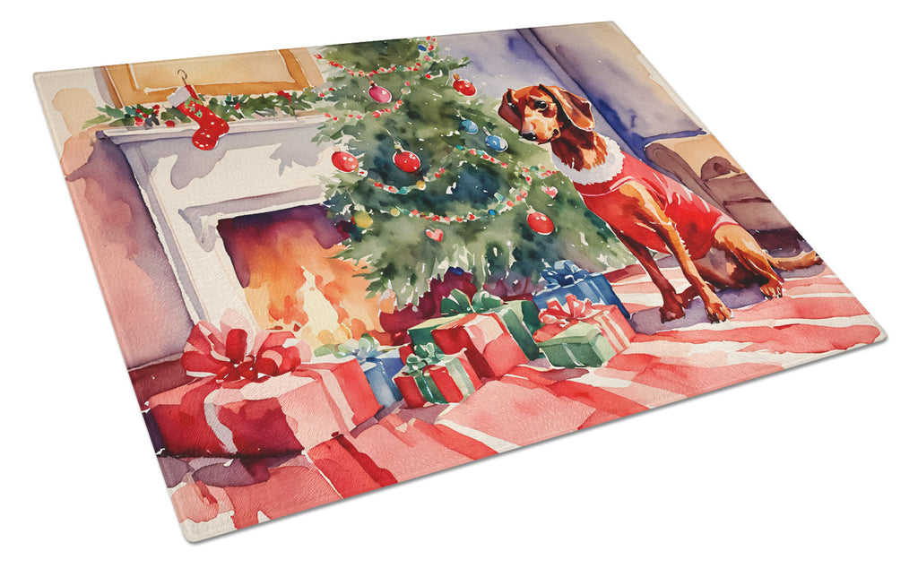 Dachshund Cozy Christmas Glass Cutting Board